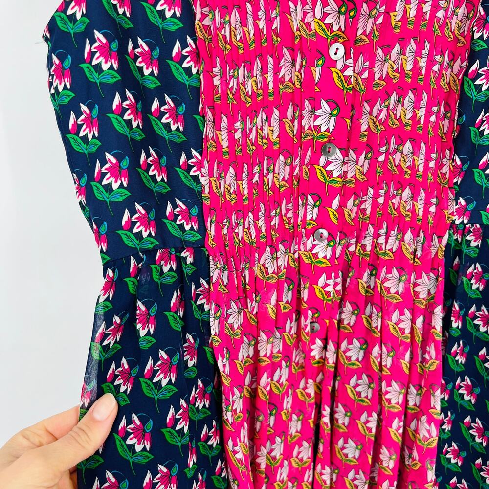 Diane Von Furstenberg Silk Sleeveless Pink Blue Colorful Floral Dress Women's 2 - Picture 7 of 7